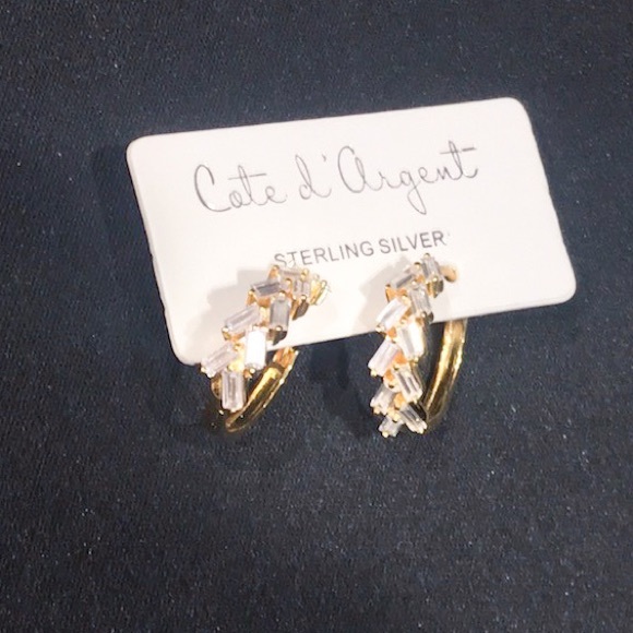 Cote d Argent Sterling Silver CZ Hoop Earrings - Picture 6 of 6